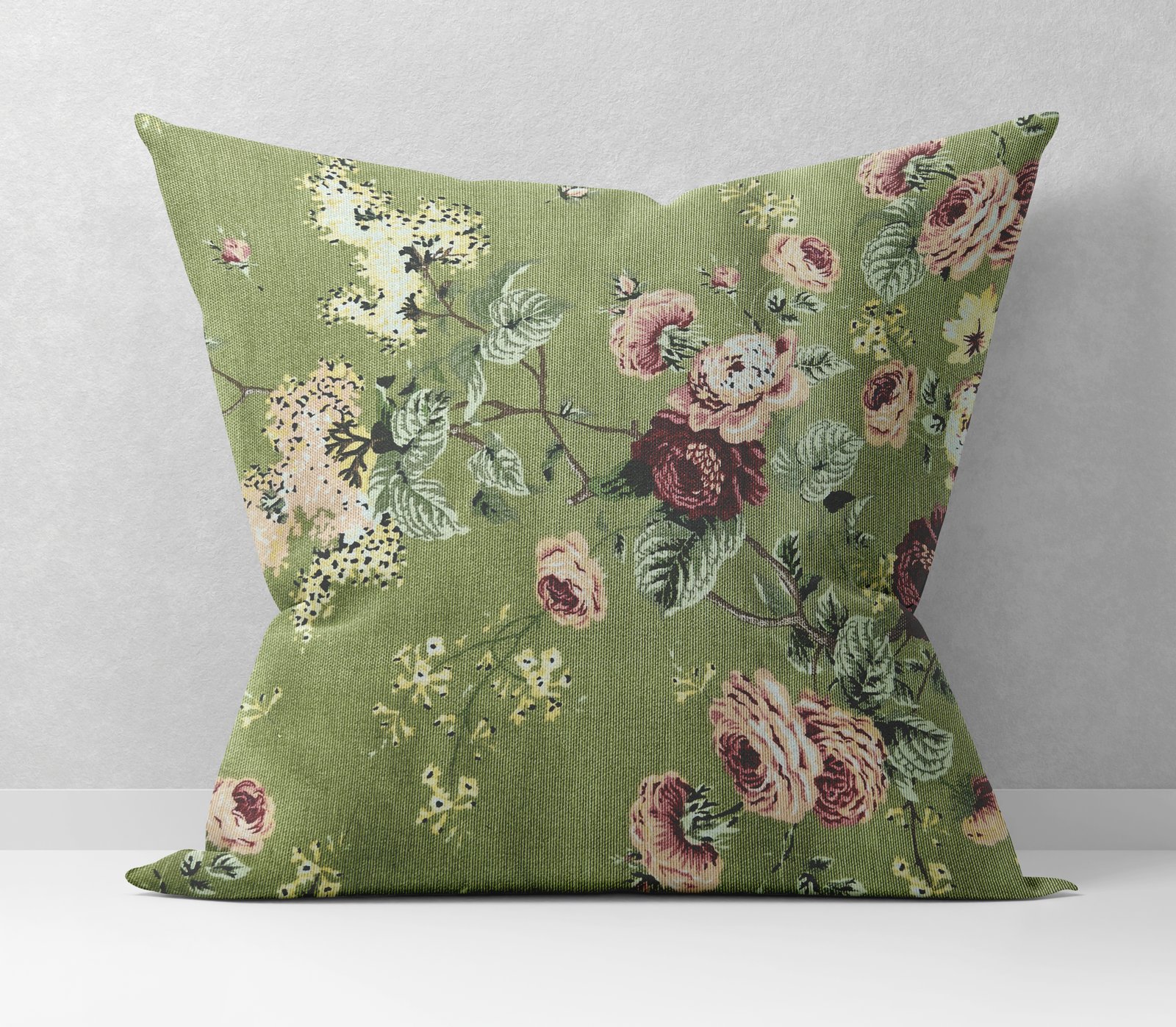 Ptextil - Декоративна калъфка Зелени Рози, 40х40 см. Декоративна калъфка Зелени Рози, 40х40 см.